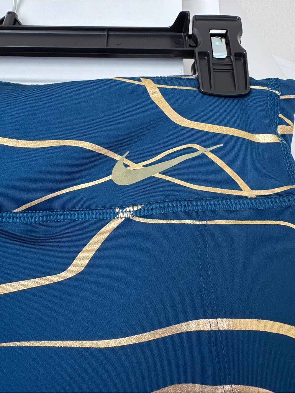Nike Running Teal Blue and Gold Dri-FIT Leggings - Picture 2 of 6